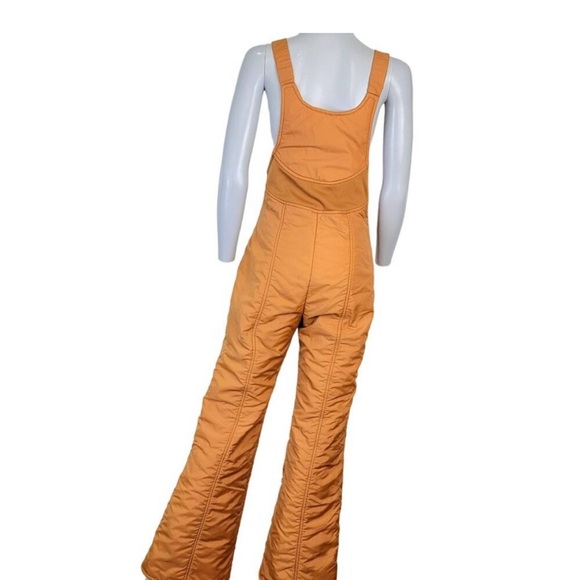 Subello Vintage 70s Ski Set Women 8 Orange Yellow Jacket Snow Bib Flare Pants M - Picture 10 of 16
